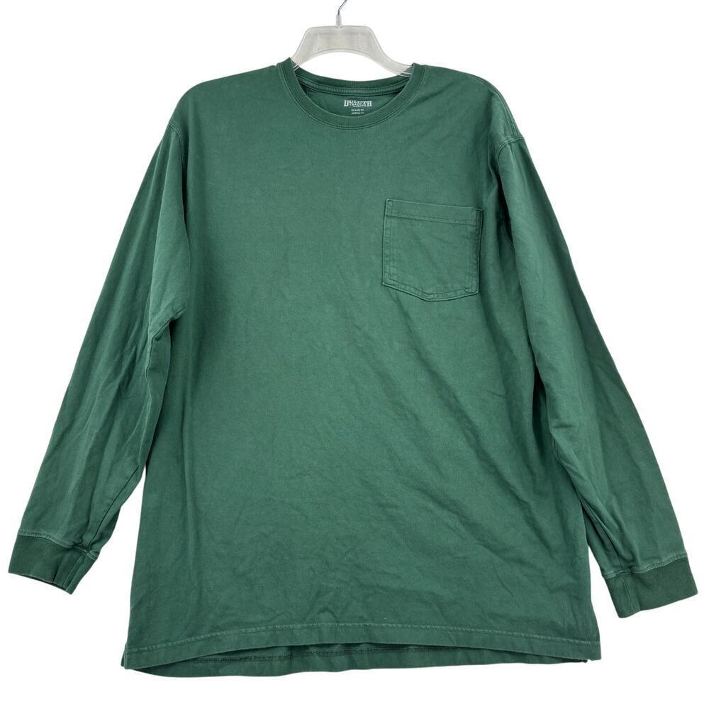 Duluth Trading Co Longtail Tee Shirt Mens Size L Green Relaxed Fit Long Sleeve